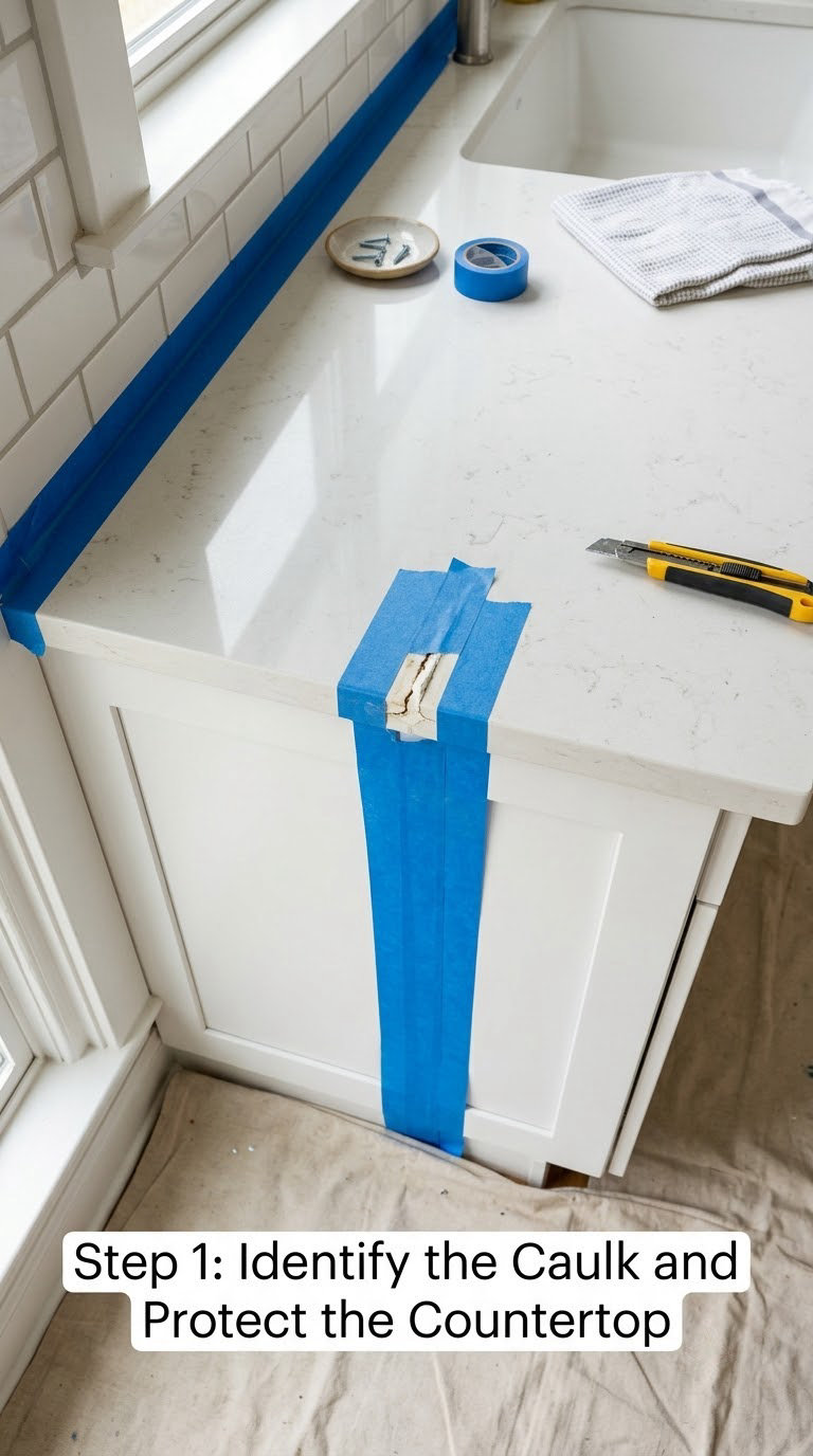 Step 1: Identify the Caulk and Protect the Countertop