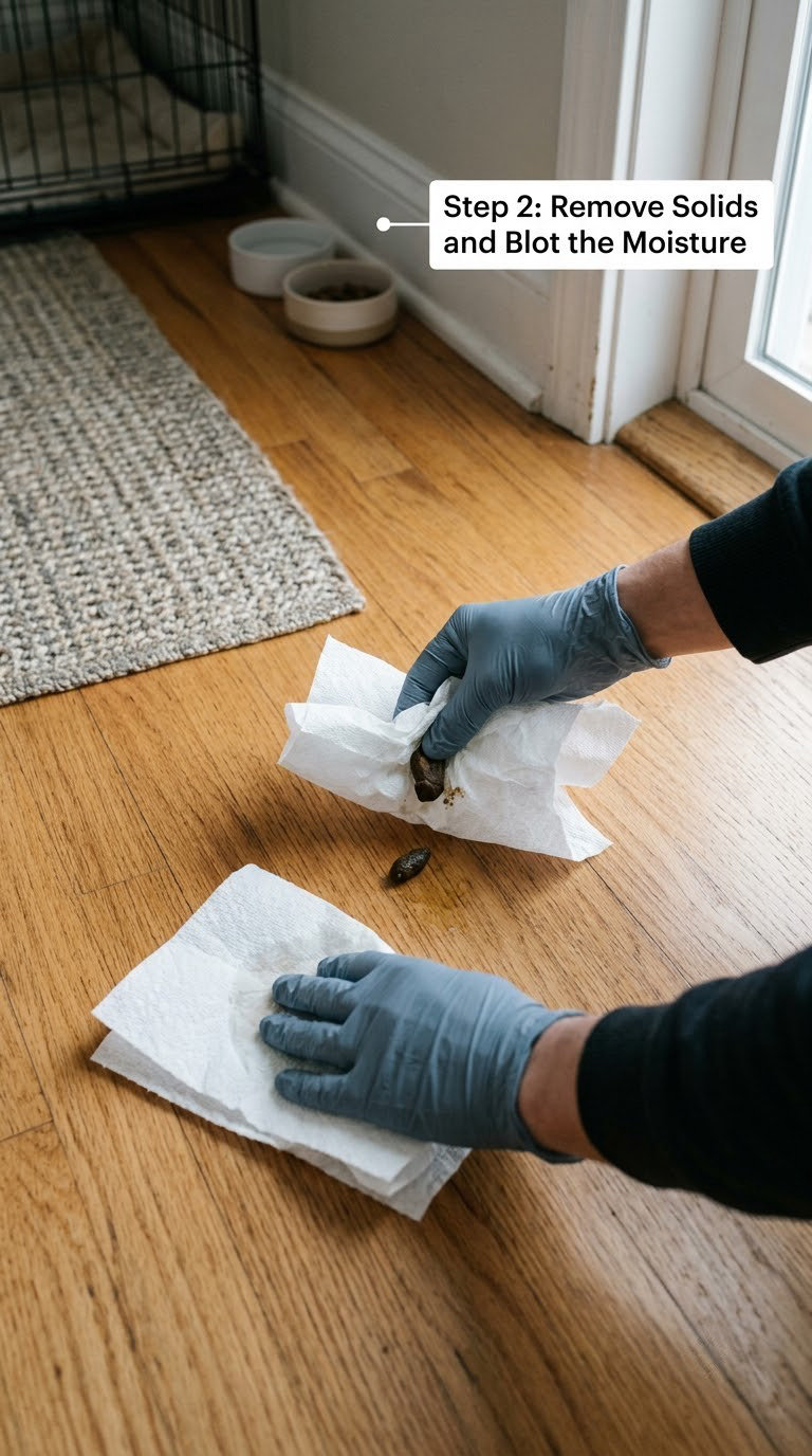 Step 2: Remove Solids and Blot the Moisture