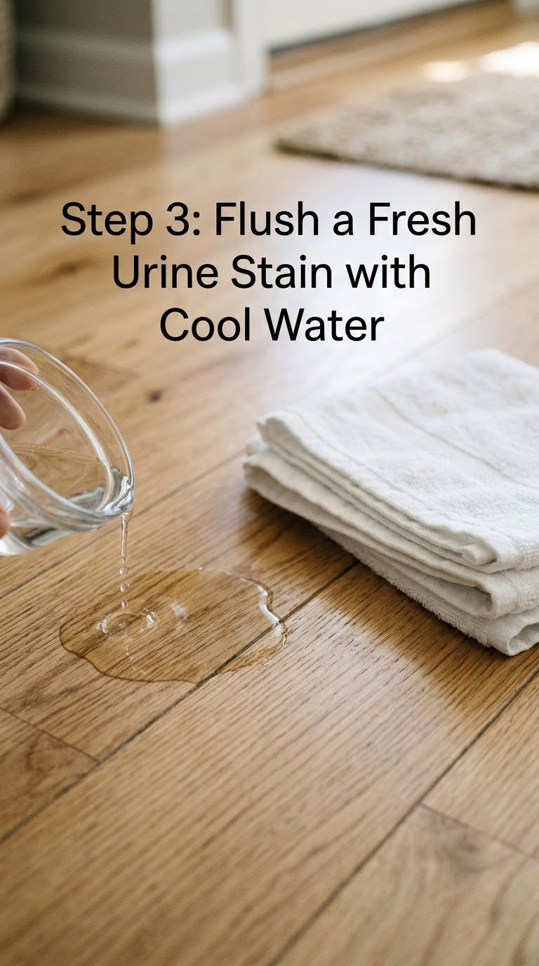 Step 3: Flush a Fresh Urine Stain with Cool Water