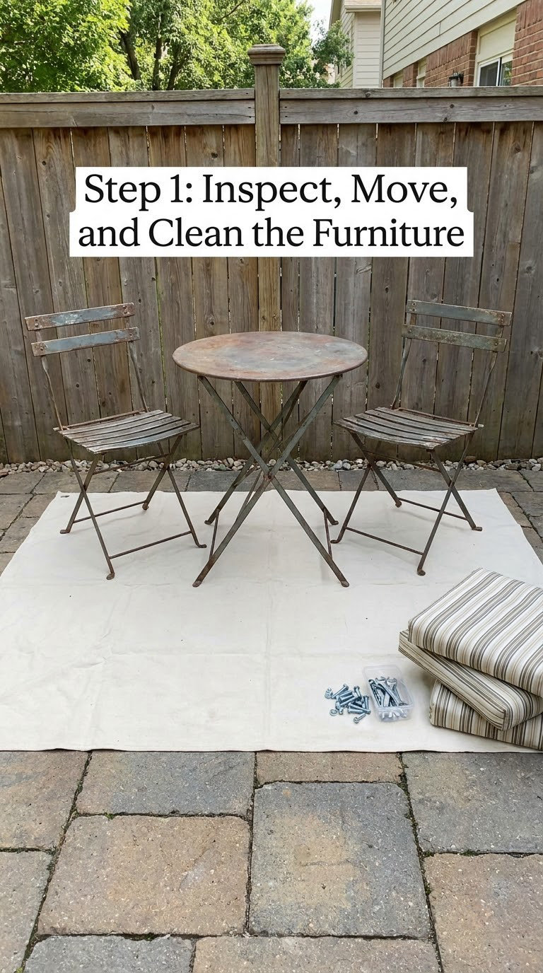 Step 1: Inspect, Move, and Clean the Furniture