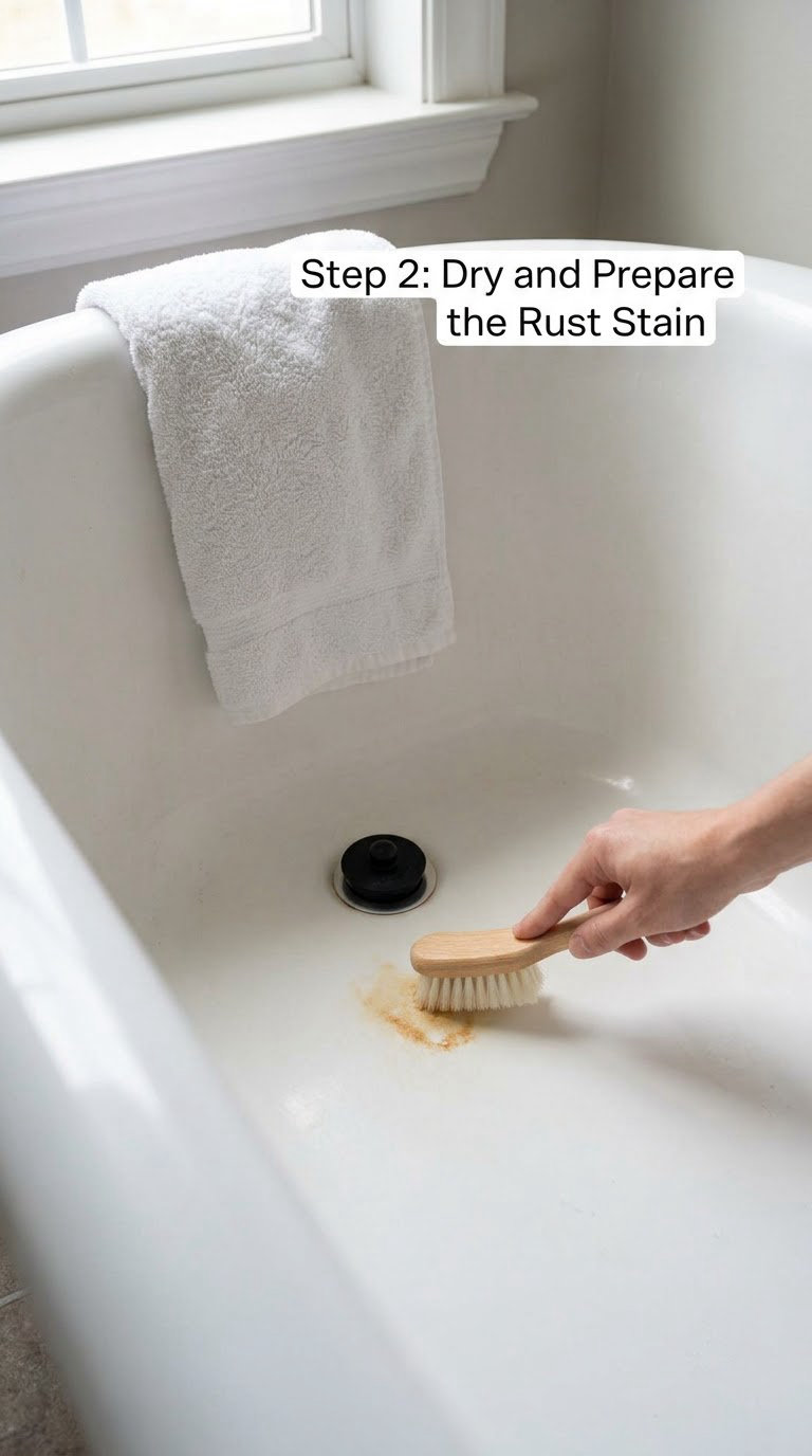 Step 2: Dry and Prepare the Rust Stain