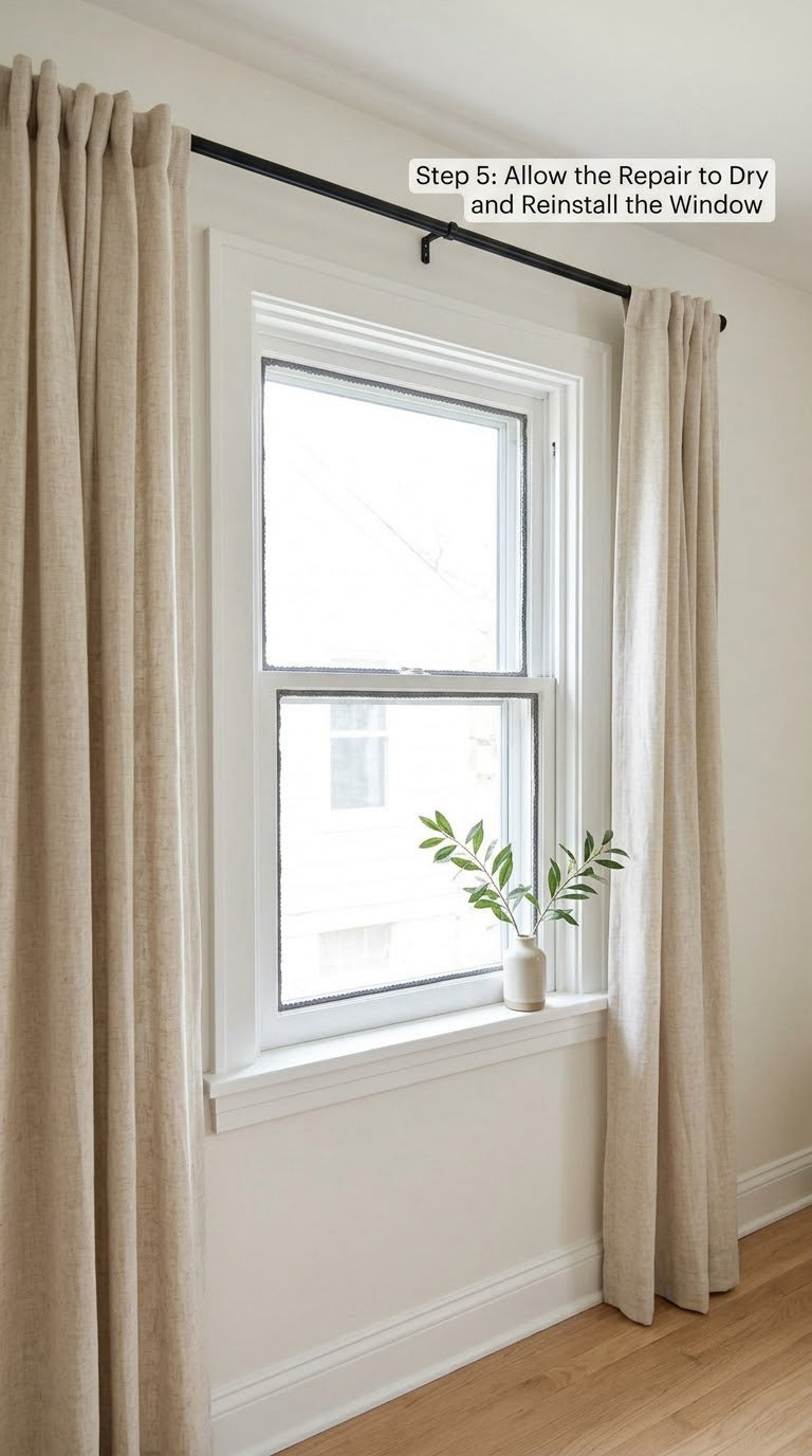 Step 5: Allow the Repair to Dry and Reinstall the Window