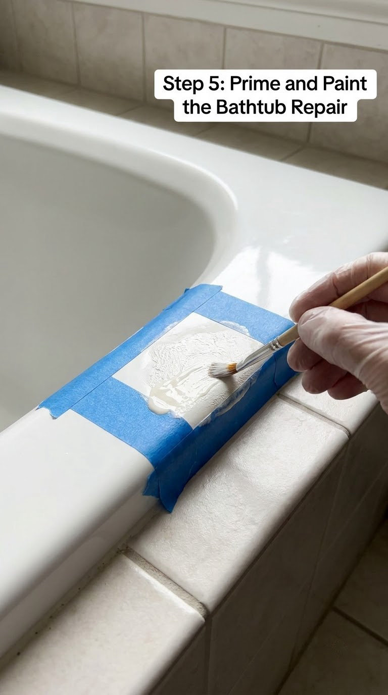 Step 5: Prime and Paint the Bathtub Repair