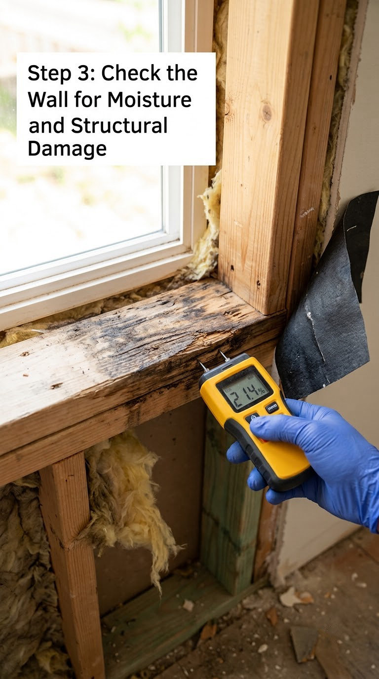 Step 3: Check the Wall for Moisture and Structural Damage