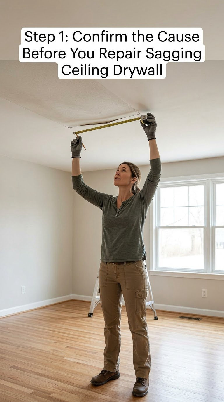 Step 1: Confirm the Cause Before You Repair Sagging Ceiling Drywall