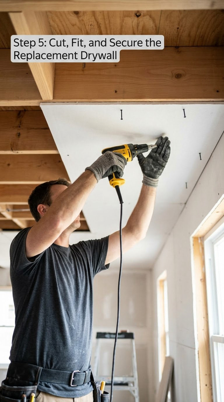 Step 5: Cut, Fit, and Secure the Replacement Drywall