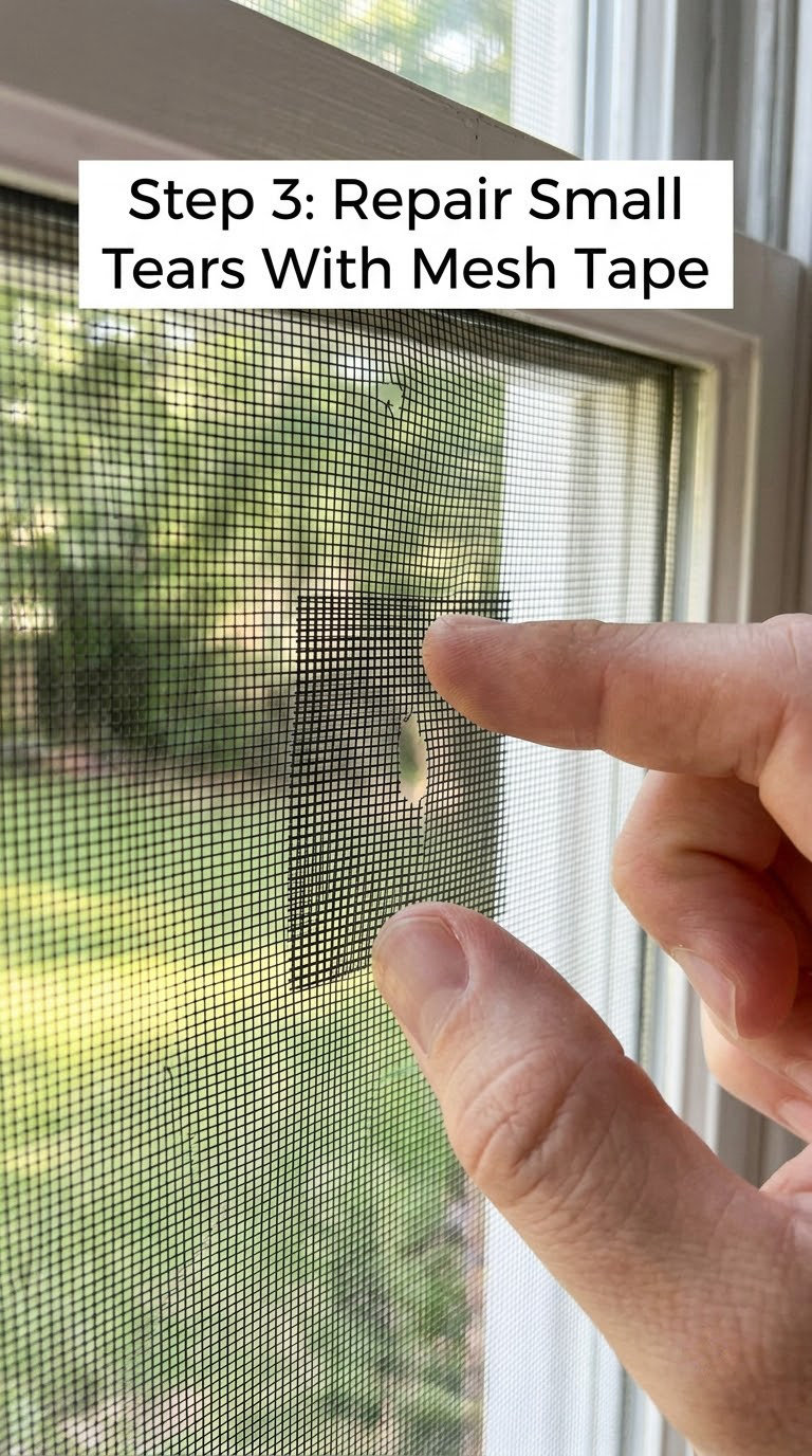 Step 3: Repair Small Tears With Mesh Tape