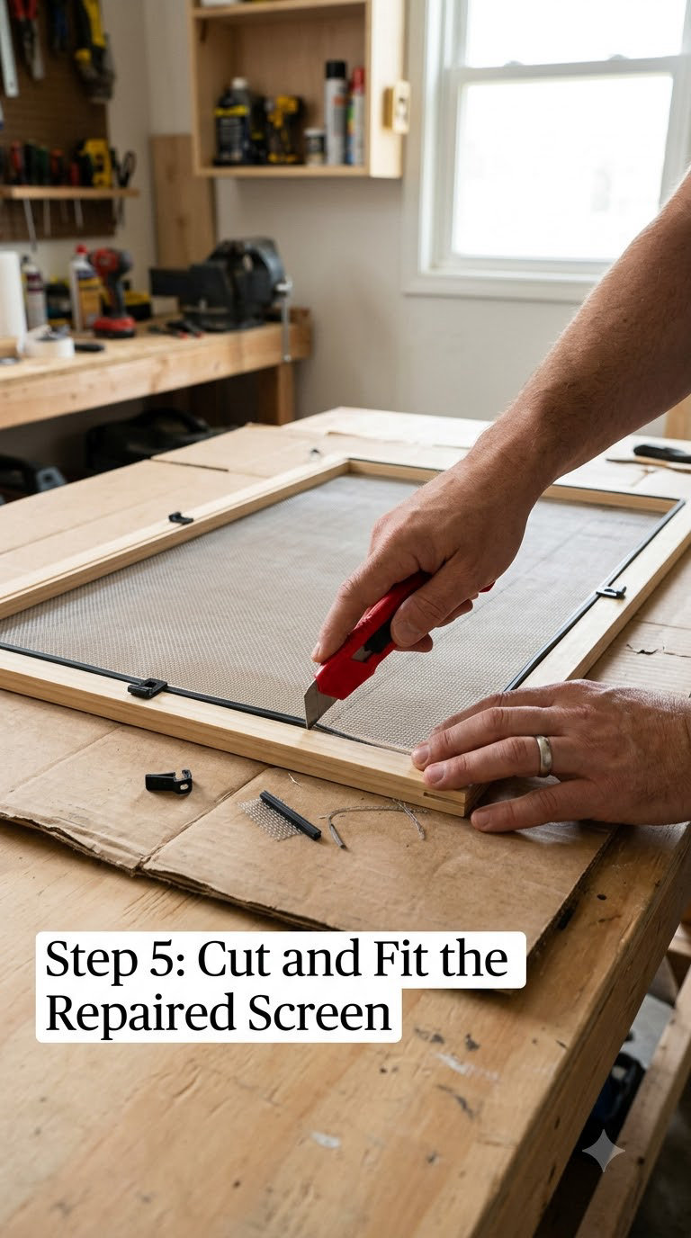 Step 5: Cut and Fit the Repaired Screen