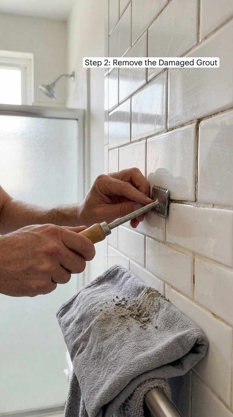 Step 2: Remove the Damaged Grout