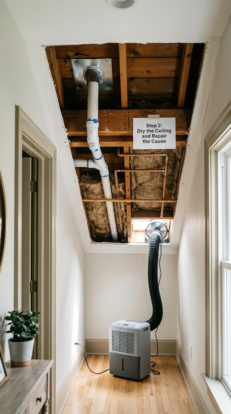 Step 2: Dry the Ceiling and Repair the Cause