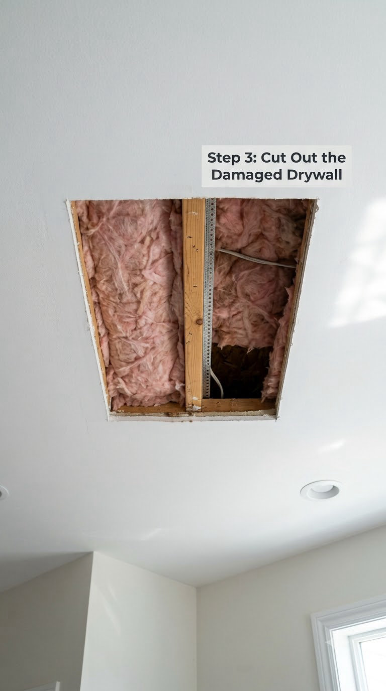 Step 3: Cut Out the Damaged Drywall