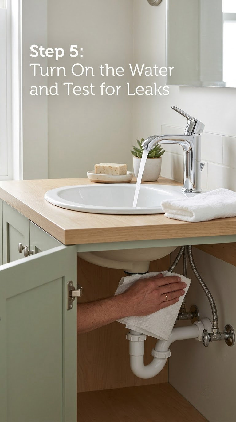 Step 5: Turn On the Water and Test for Leaks