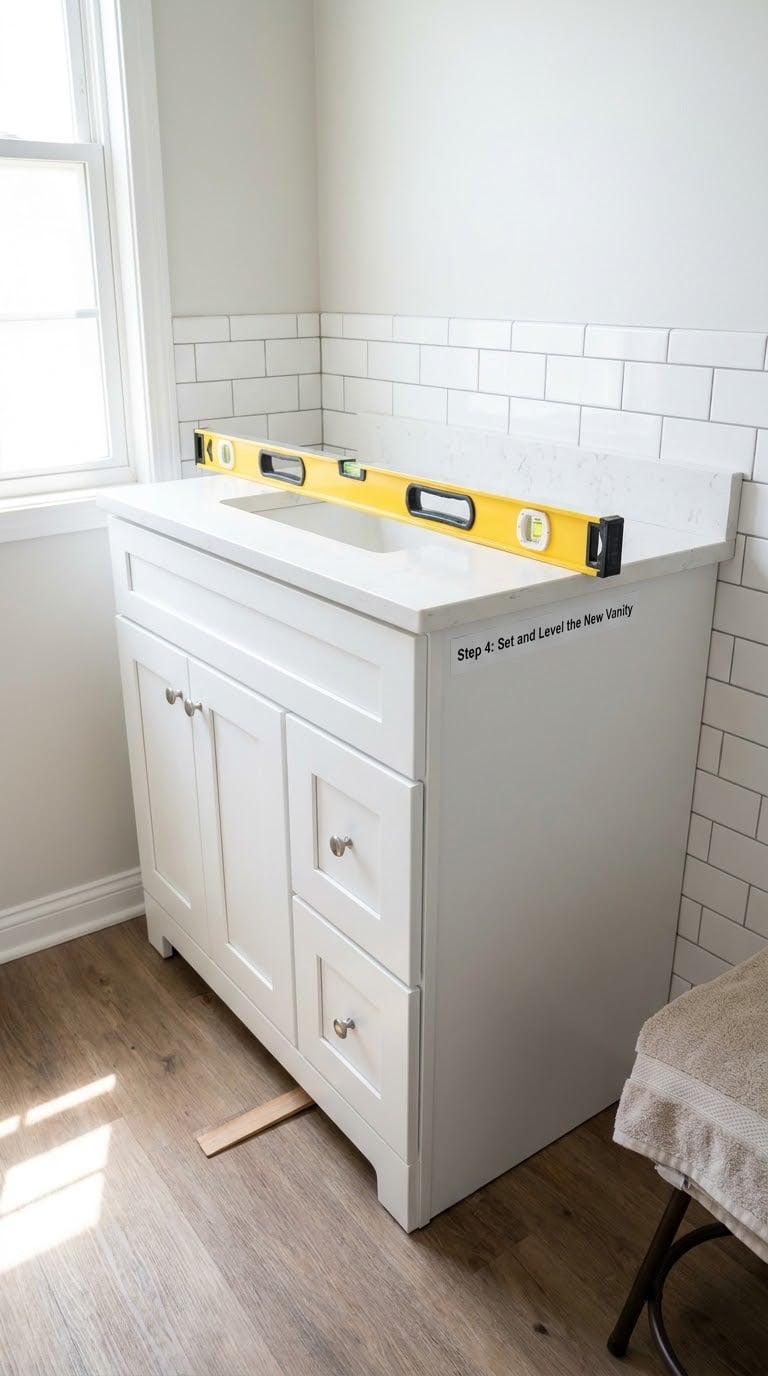 Step 4: Set and Level the New Vanity