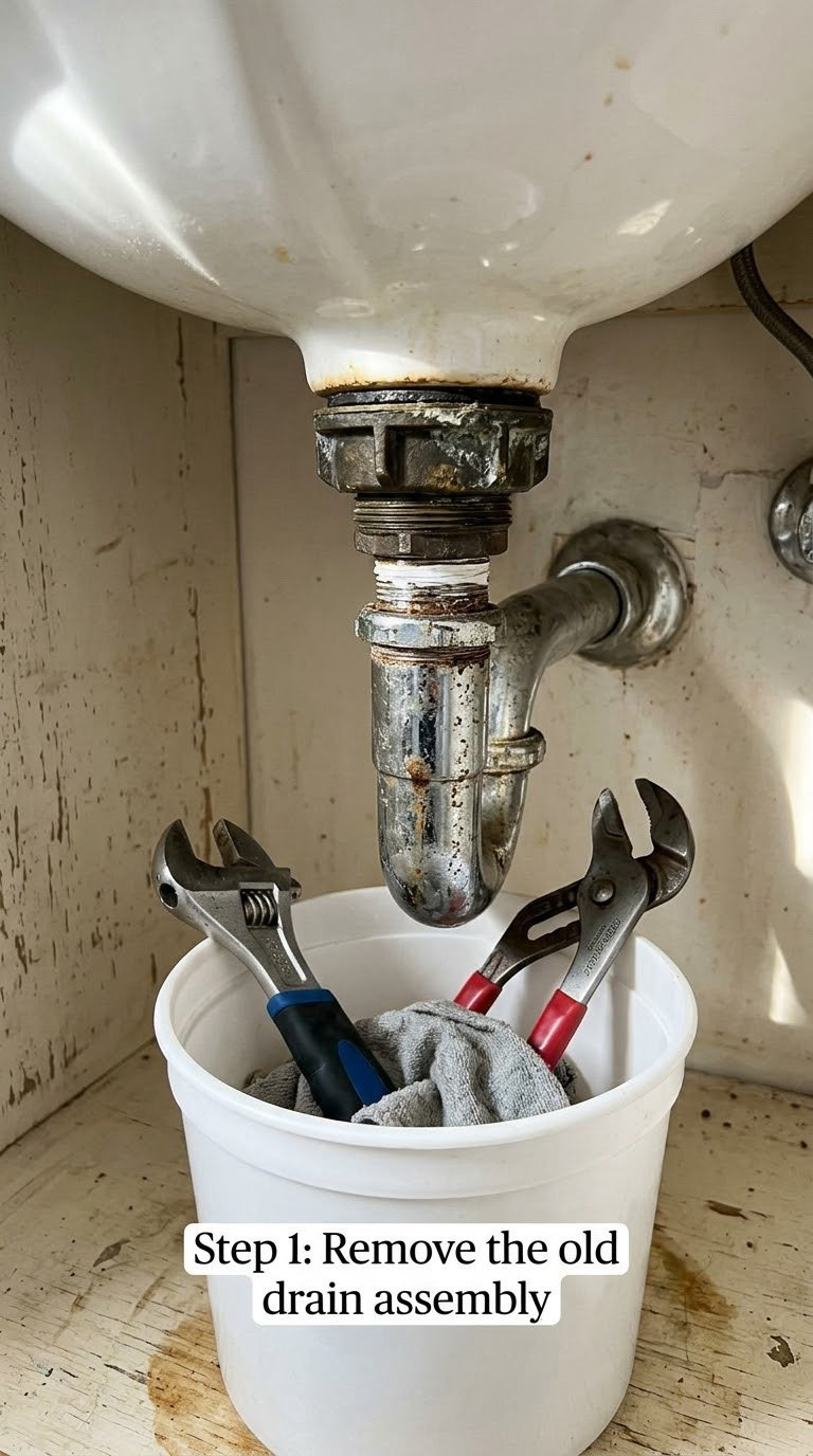 Step 1: Remove the old drain assembly