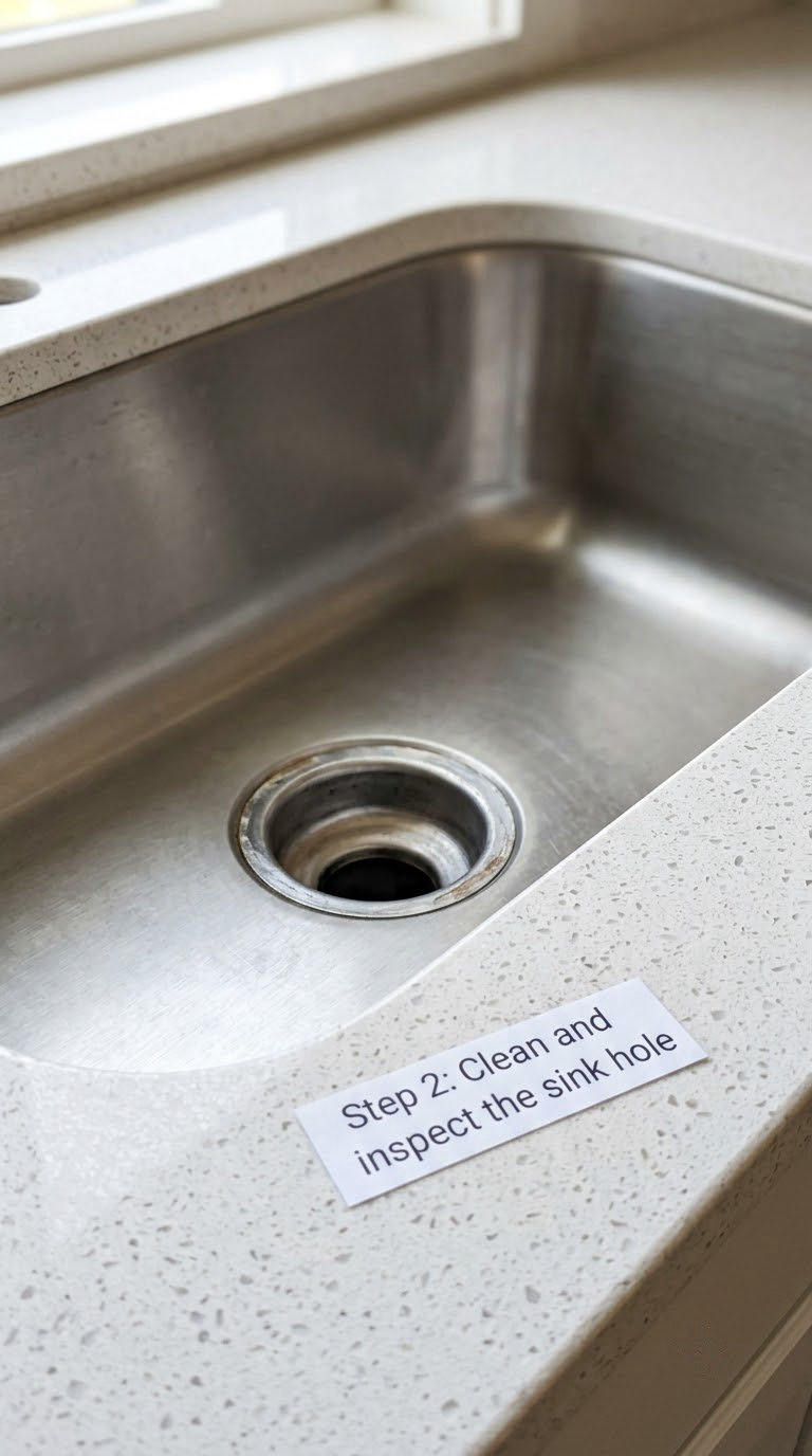 Step 2: Clean and inspect the sink hole