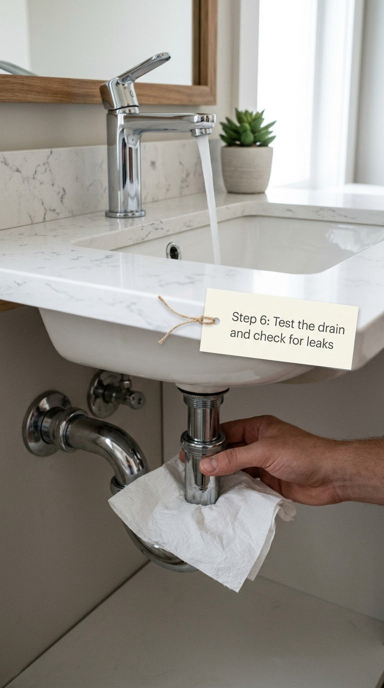 Step 6: Test the drain and check for leaks