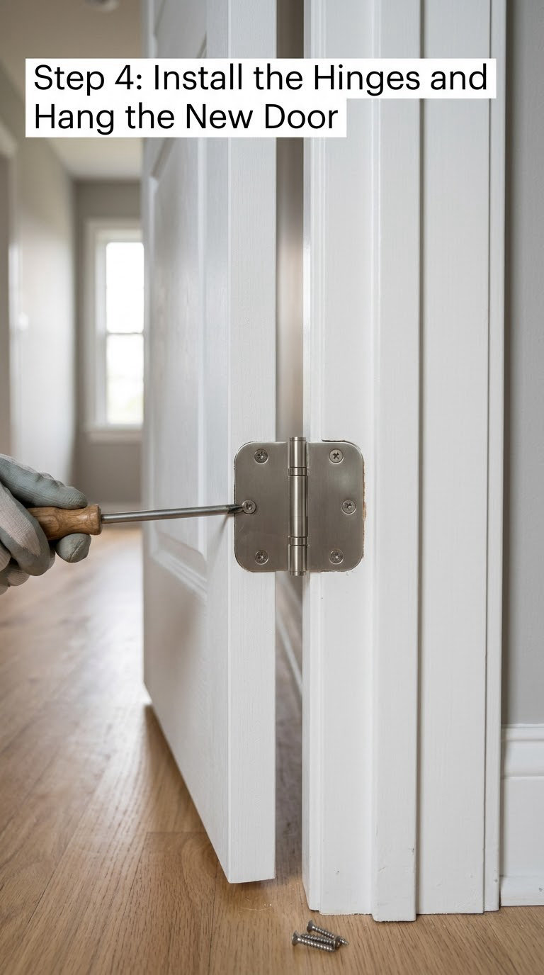 Step 4: Install the Hinges and Hang the New Door