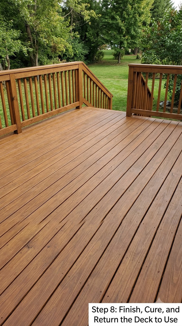 Step 8: Finish, Cure, and Return the Deck to Use