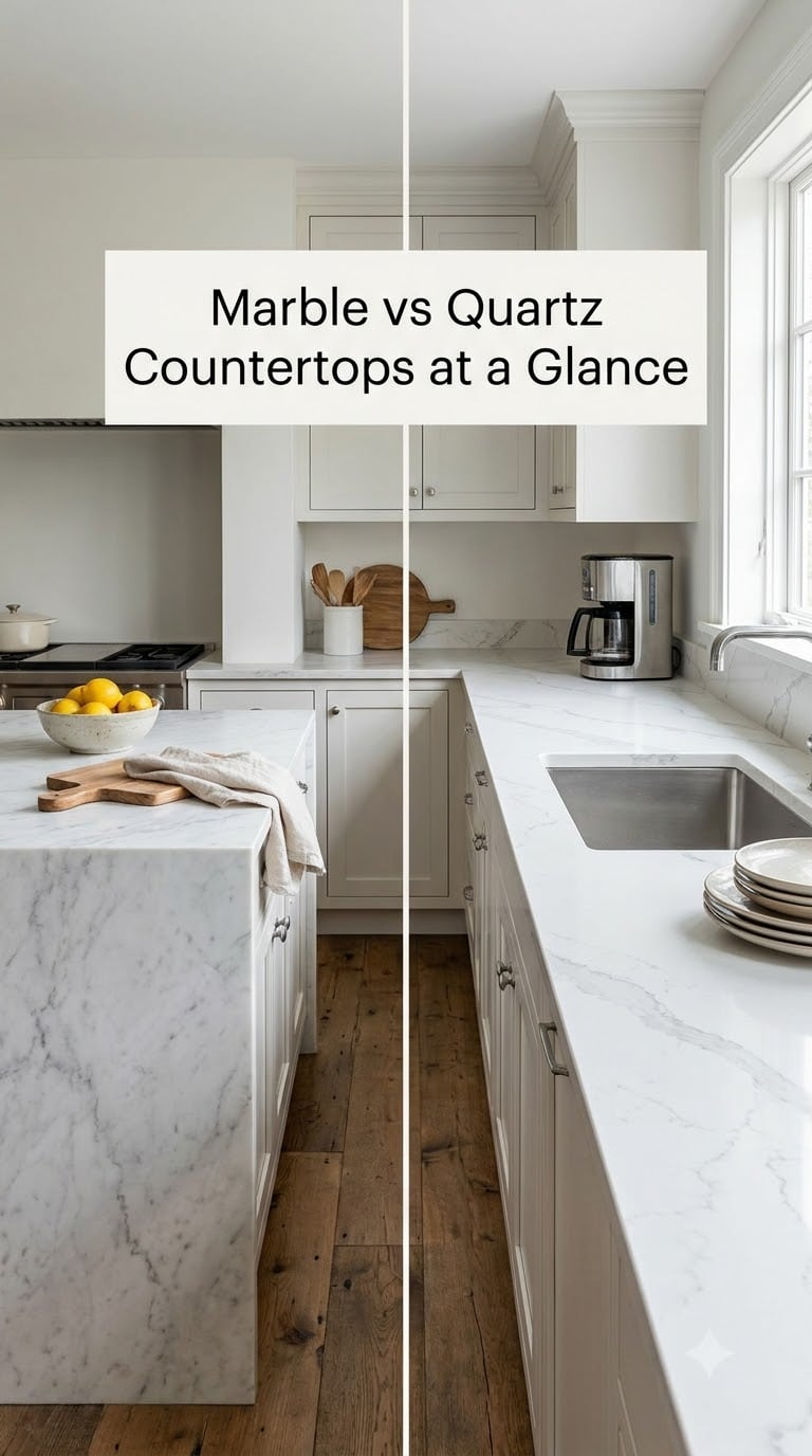 Marble vs Quartz Countertops at a Glance